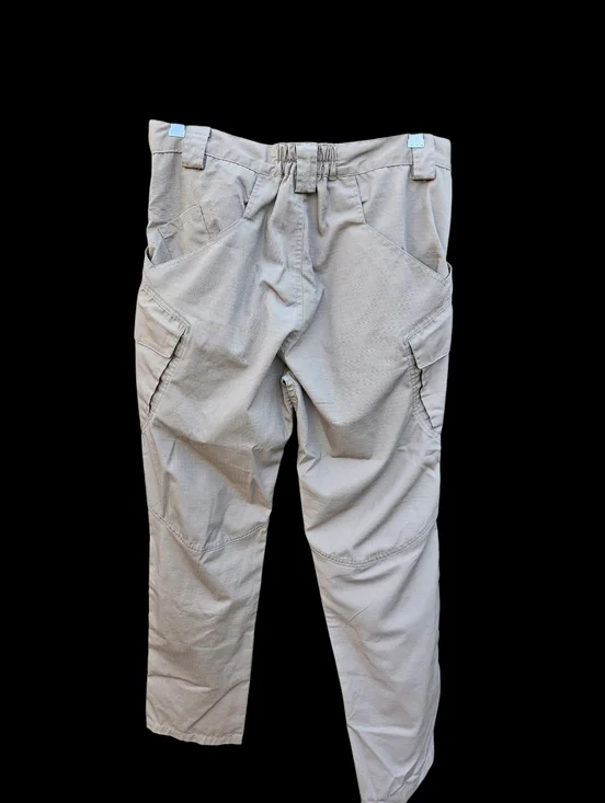 Men Beige Utility Cargo Pants - Neutral Workwear Style Size L - Picture 4 of 16